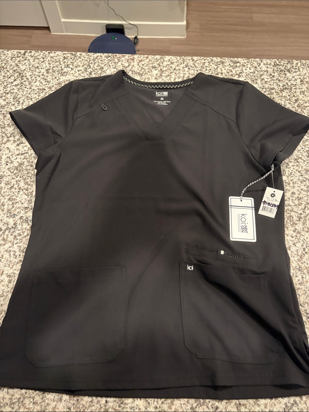 koi Women's V-Neck Scrub Top in Black
